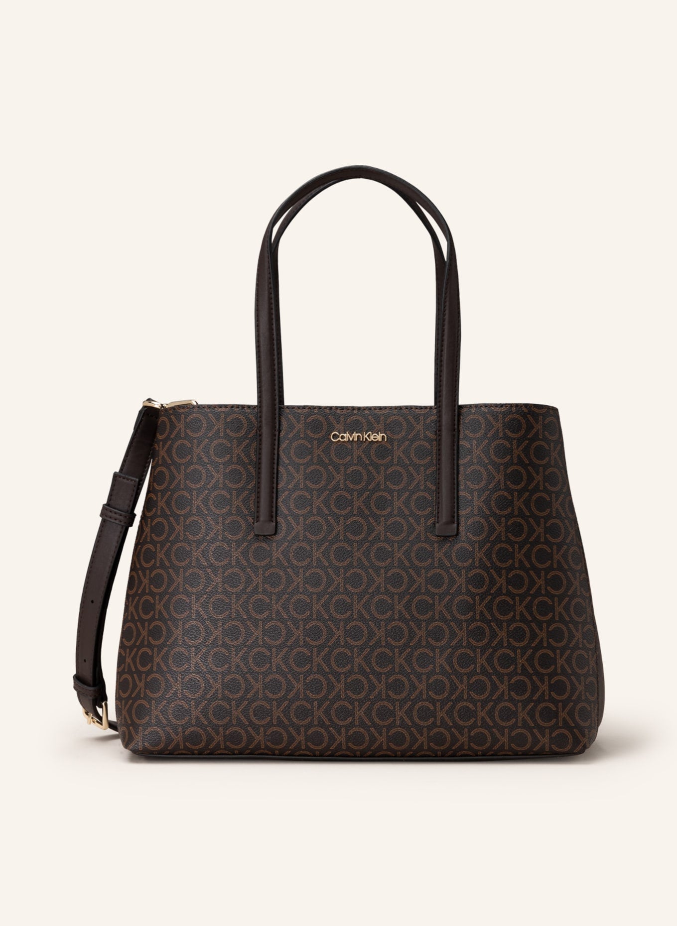 Ck Brand Logo Printed Structured Shoulder Bag