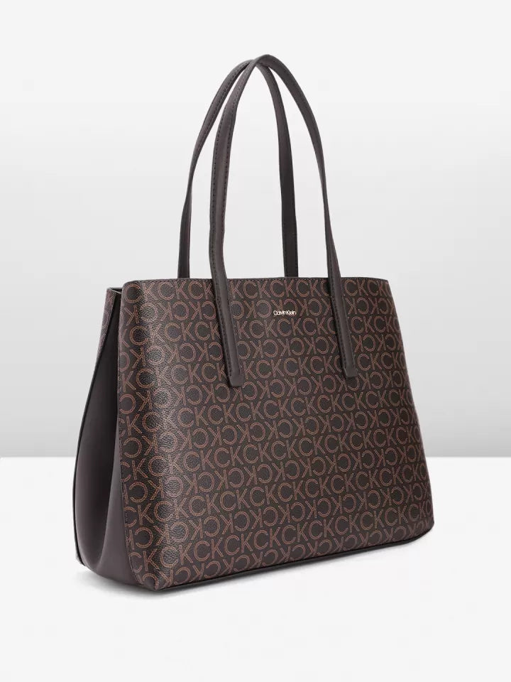 Ck Brand Logo Printed Structured Shoulder Bag