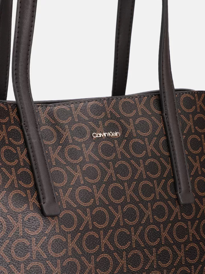 Ck Brand Logo Printed Structured Shoulder Bag