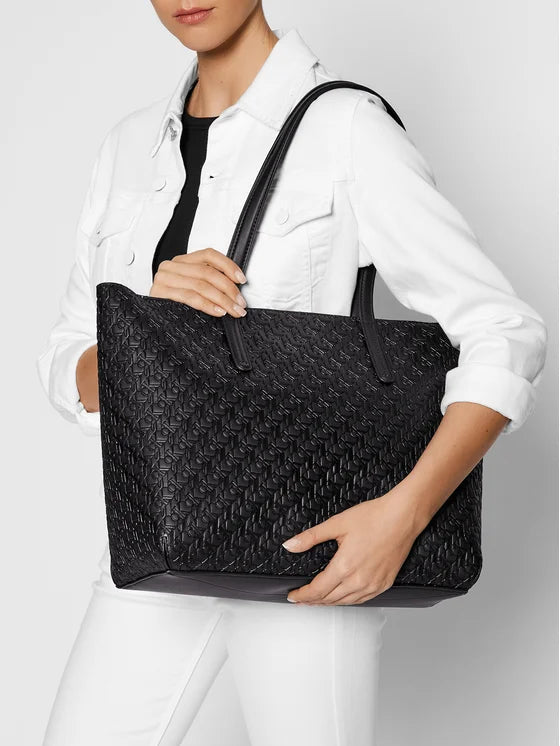 Ck Textured Structured Shoulder Bag